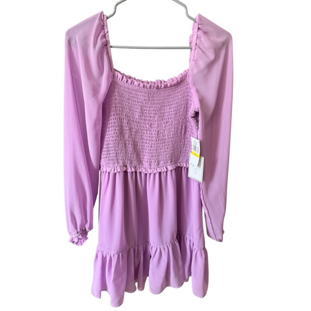 1.State‎ Chiffon Smocked Mini Dress Violet Tulle - Picture 3 of 8